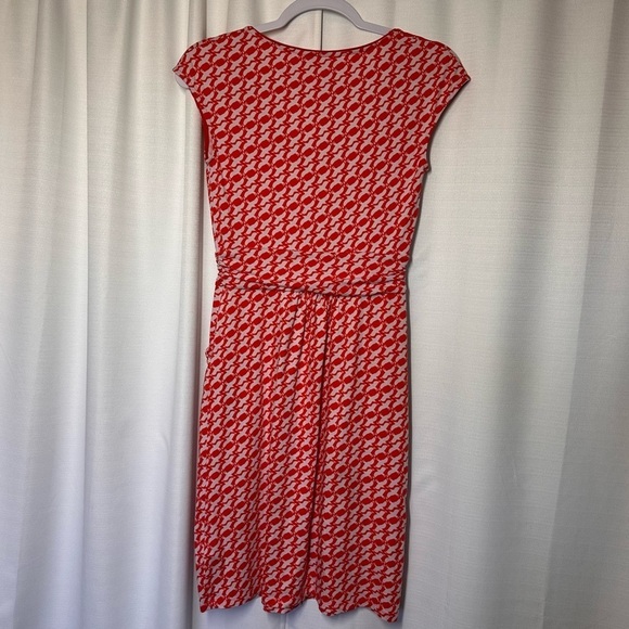 Boden Margot Jersey Dress Coral Sea Bird Dove Print Women’s Size 4 Career Preppy - Picture 8 of 12